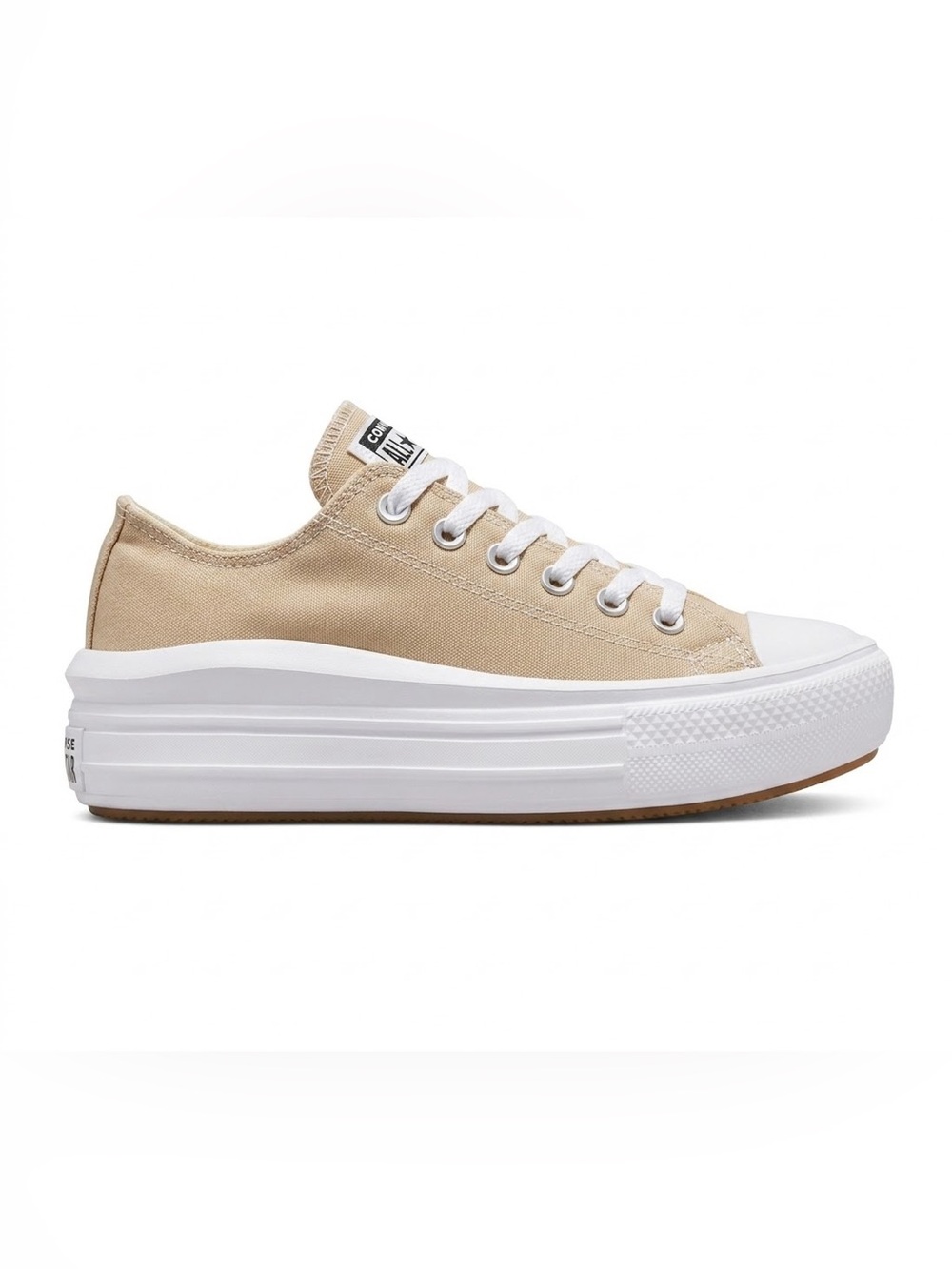 Converse Low Top Platform Canvas Sneaker - Beige & White